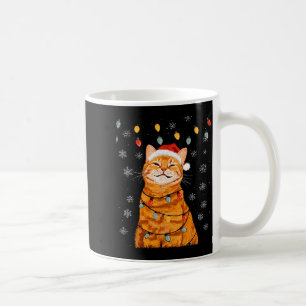 A Merry Christmas Lights Snowflake Ginger Cat Oran Coffee Mug