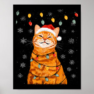 A Merry Christmas Lights Snowflake Ginger Cat Oran Poster