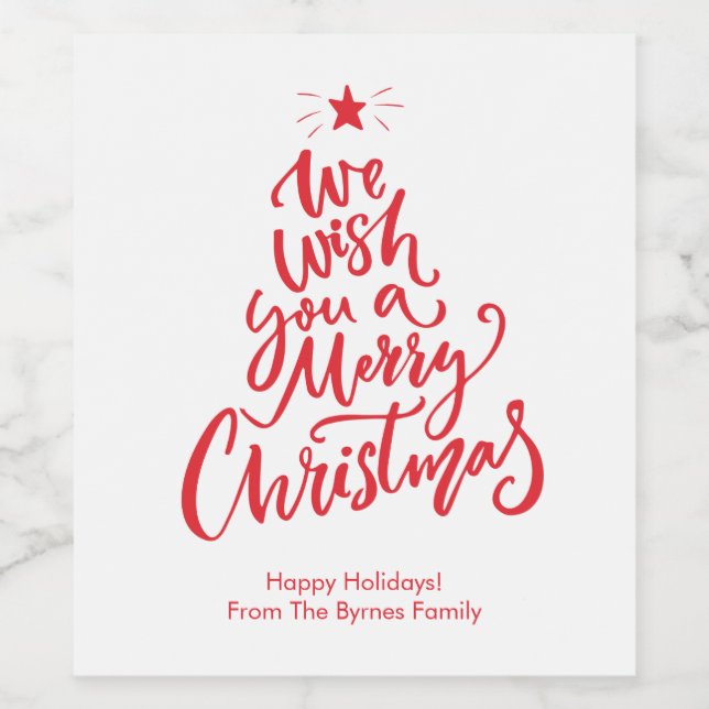 A Merry Christmas Personalised Wine Labels (Single Label)