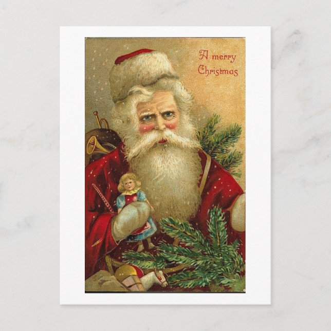 A Merry Christmas Santa and Doll Card (Front)
