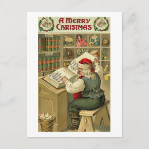 A Merry Christmas Santa in Workshop Card