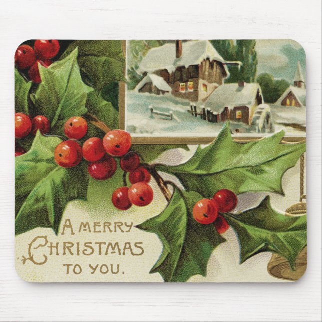A Merry Christmas to You Holly Mousepad (Front)