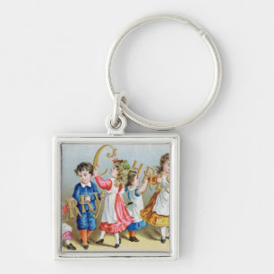 A Merry Christmas', Victorian postcard Key Ring