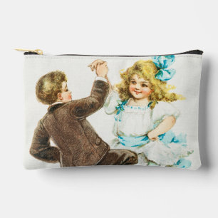 A Merry Christmas - vintage card, dancing children Accessory Pouch