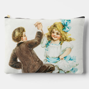 A Merry Christmas - vintage card, dancing children Accessory Pouch