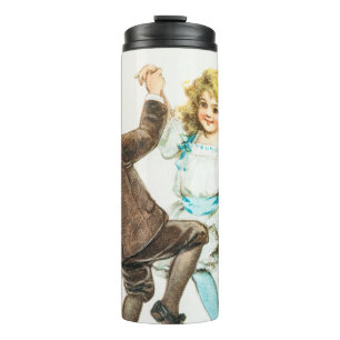 A Merry Christmas - vintage card, dancing children Thermal Tumbler