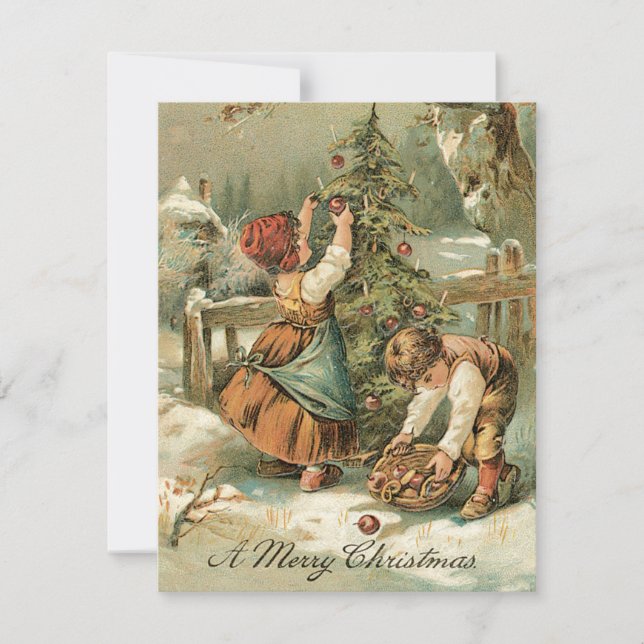 A Merry Christmas Vintage Holiday Card (Front)