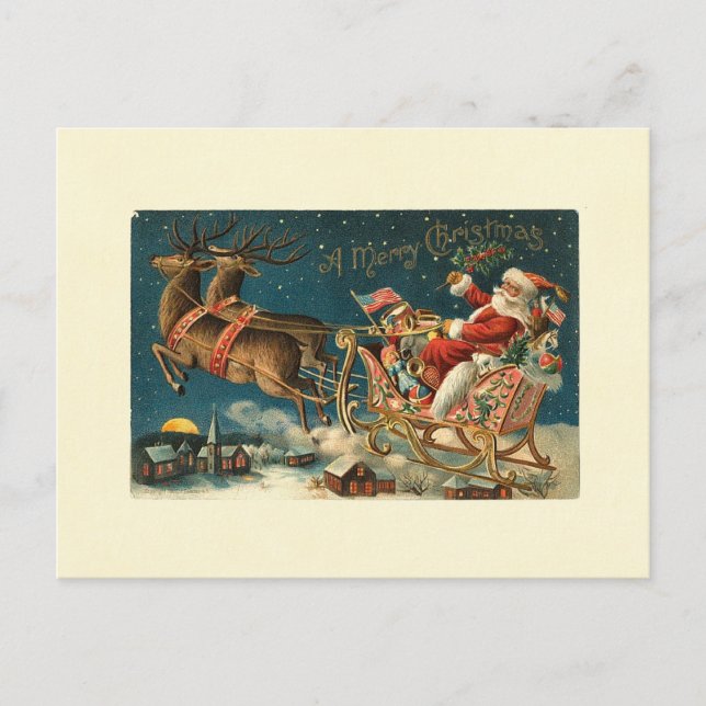 A Merry Christmas Vintage Santa Holiday Postcard (Front)