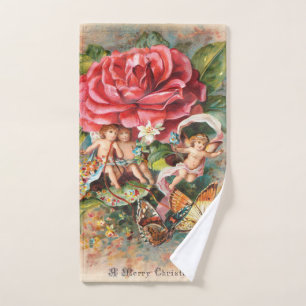 A Merry Christmas-Vintage Victorian era Postcard Hand Towel