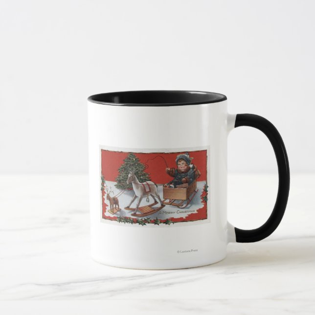 A Merry ChristmasKid in a Soap-Box Sled Mug (Right)