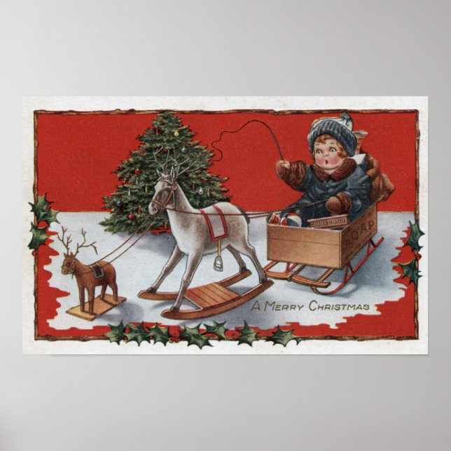A Merry ChristmasKid in a Soap-Box Sled Poster (Front)