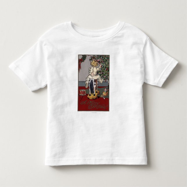 A Merry ChristmasKid on a Rocking Horse Toddler T-Shirt (Front)
