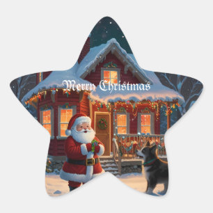 A Merry Festive Christmas Holiday Star Sticker
