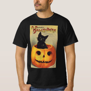 A Merry Halloween by Ellen Clapsaddle, Vintage Cat T-Shirt