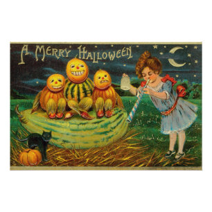 A Merry Halloween-Quirky Kitshcy Vintage Card Poster
