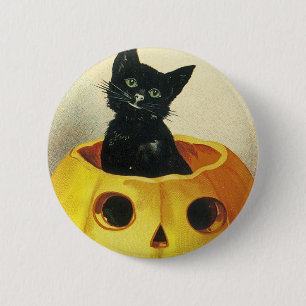 A Merry Haloween Kitten 6 Cm Round Badge