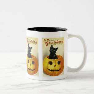 A Merry Haloween Kitten Two-Tone Coffee Mug