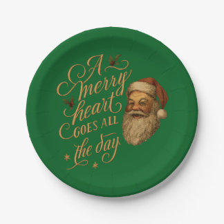 A merry heart goes all the day Santa Paper Plate
