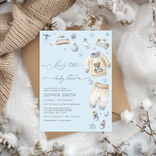 A Merry Little Baby Clothes Boy Baby Shower Invitation