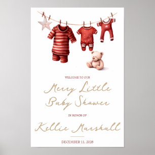A Merry Little Baby Shower, Baby Clothes Welcome Poster