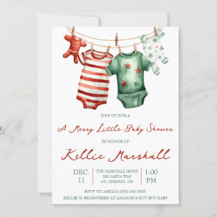 A Merry Little Baby Shower, Baby Clothesline Invitation