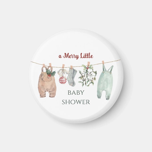 A Merry Little Baby Shower Christmas Clothes Magnet (Front)