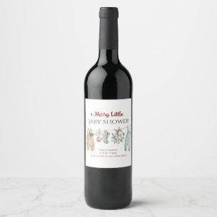A Merry Little Baby Shower Christmas Clothes Wine Label