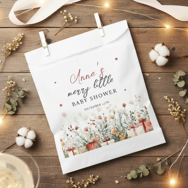 A Merry Little Baby Shower Christmas Florals Favour Bag (Creator Uploaded)