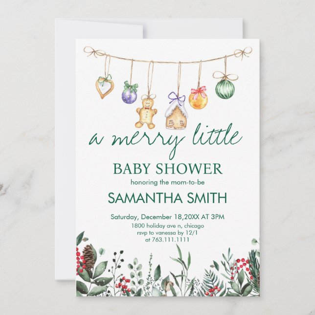 A Merry Little Baby Shower Invitation (Front)