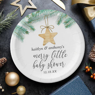 A Merry Little Baby Shower Paper Plate