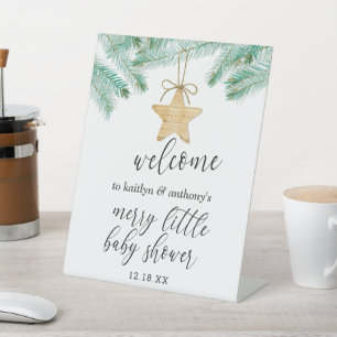 A Merry Little Baby Shower Welcome Pedestal Sign