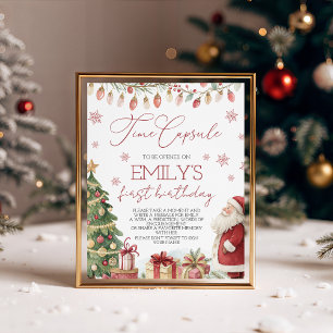 A Merry Little Birthday Time Capsule Pedestal Sign