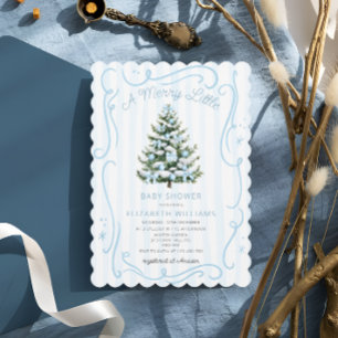 A Merry Little Blue Christmas Baby Shower Invitation