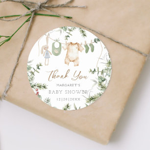 A Merry Little   Boho Boy Winter Baby Shower Classic Round Sticker