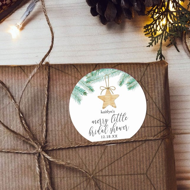 A Merry Little Bridal Shower Classic Round Sticker (Creator Uploaded)