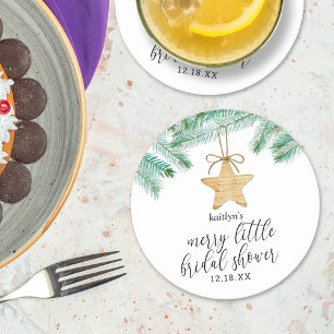 A Merry Little Bridal Shower Round Paper Coaster