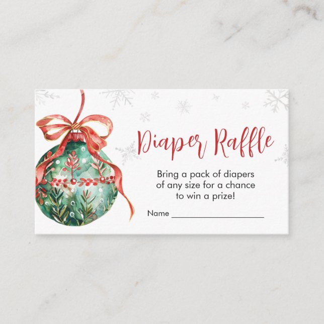 A Merry Little Christmas Baby Shower Diaper Raffle Enclosure Card (Front)