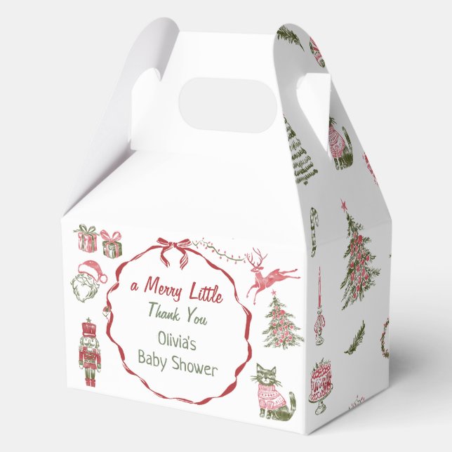 A Merry Little Christmas Baby Shower Favor Boxes (Front)