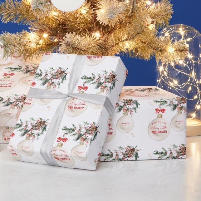 A Merry Little Christmas Baby Shower Modern Wrapping Paper (Holidays)