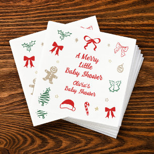 A Merry Little Christmas Baby Shower Napkin