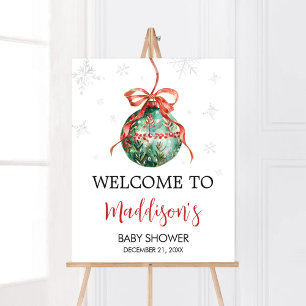 A Merry Little Christmas Baby Shower Welcome Poster