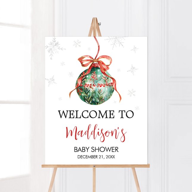 A Merry Little Christmas Baby Shower Welcome Poster (Merry Little Christmas Ornaments Baby Shower Welcoem Sign )