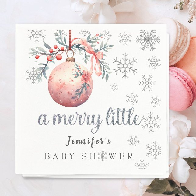 A merry little Christmas Ball Winter Baby Shower Napkin (Creator Uploaded)