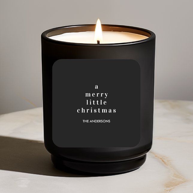 "A Merry Little Christmas Black and White Square Sticker (Creator Uploaded)