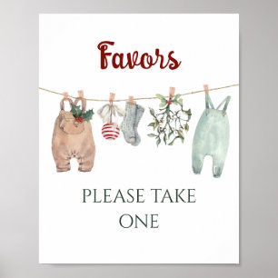 A Merry Little Christmas Clothes Baby Shower Favor Poster