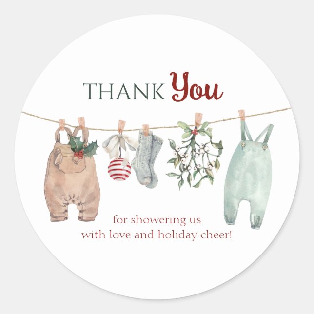 A Merry Little Christmas Clothes Thank You Classic Round Sticker (Front)