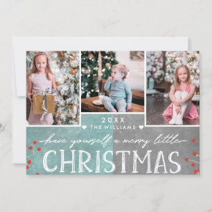 A Merry Little Christmas Family Photo Collage Holiday Card