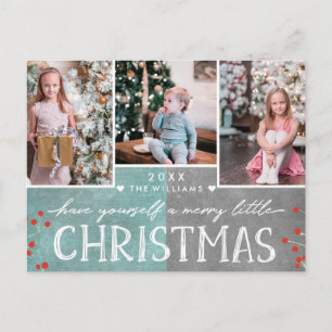 A Merry Little Christmas Family Photo Collage Holiday Postcard