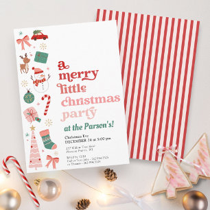 A Merry Little Christmas Party Pink and Red Modern Invitation