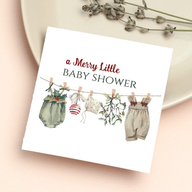 A Merry Little Girl Baby Shower Christmas Clothes Napkin (Creator Uploaded)